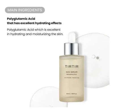 TIRTIR SOS Serum - Radiant Glow Boosting Face Serum - Plumping, Anti Aging, Hydrating - Visibly Smooth and Glowy Skin - Fragrance Free Serum for All Skin Types, 1.69 fl.oz.