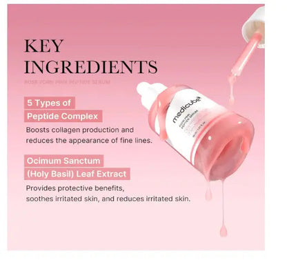 medicube PDRN Pink Peptide Serum, Pink glow serum, Peptide, Niacinamide, Hydrating & Moisturizing & Firming, Uneven Skin Tone, Korean Skincare | 1.01 fl.oz. (1.01 fl.oz., Rose PDRN (Vegan)
