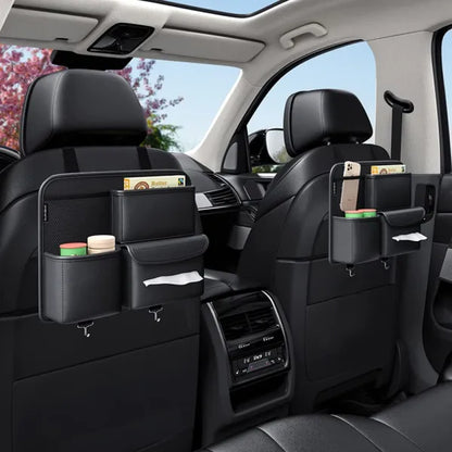 Premium Leather Car seat Organizer. 4 in 1 Storage Box