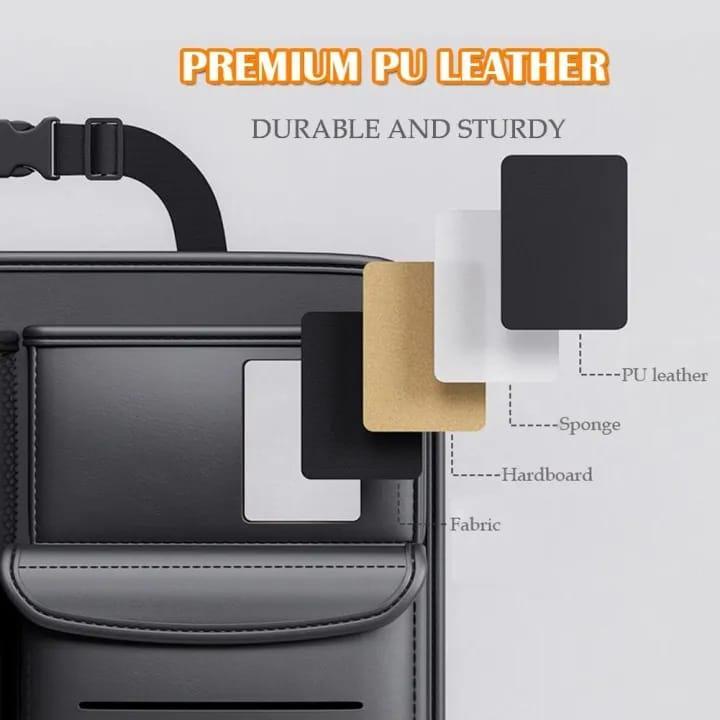 Premium Leather Car seat Organizer. 4 in 1 Storage Box
