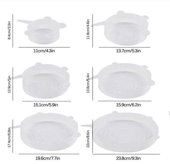 Silicone Food Cover Lids [SET of 6] ✿♥︎