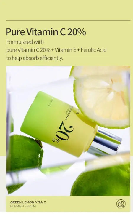 Anua Green Lemon Vitamin C Serum with Vitamin E, Hyaluronic & Ferulic Acid 0.67 fl.oz / 20ml