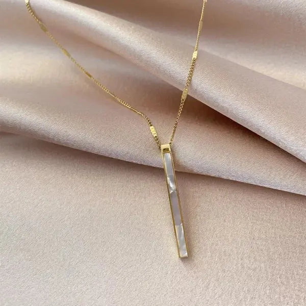 KOREAN JEWELLERY - TITANIUM STEEL PENDANT WITH GOLD SHORT NECKLACE