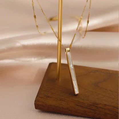 KOREAN JEWELLERY - TITANIUM STEEL PENDANT WITH GOLD SHORT NECKLACE
