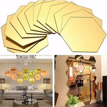 Acrylic Mirror Wall Stickers Hexagon with 20 Butterflies 3D Acrylic