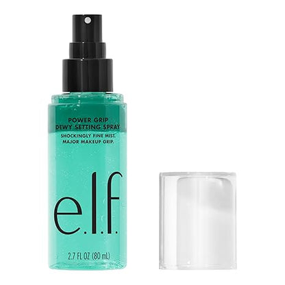 e.l.f. Power Grip Dewy Setting Spray, Hydrating Primer Sets & Grips Makeup for a Dewy Finish, Ultra Fine Mist with Hyaluronic Acid, Vegan & Cruelty-Free