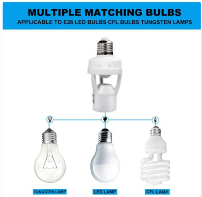 Smart Motion Sensor LED Bulb Holder – Auto On/Off Light Control