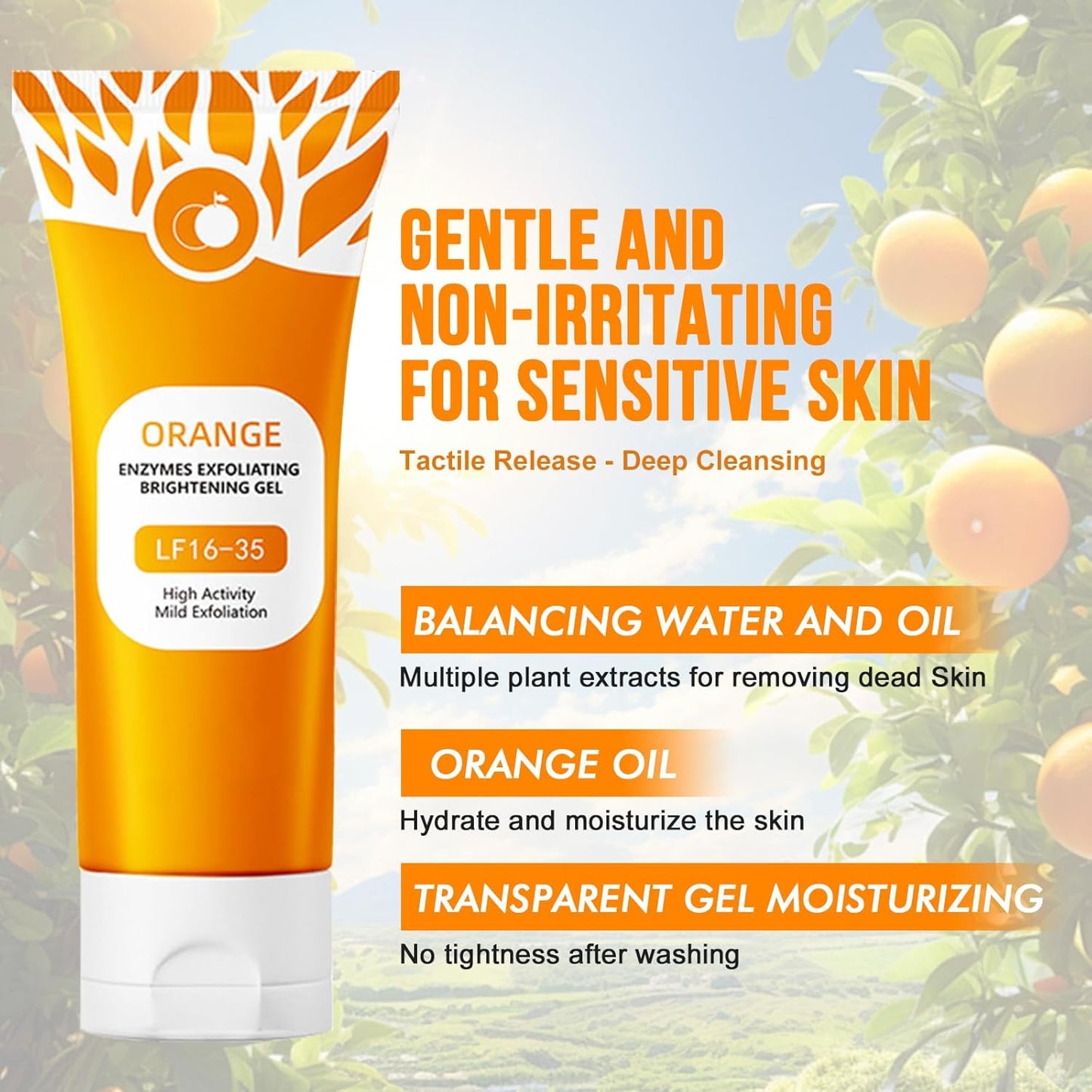 🍊 Orange Enzyme Exfoliating Gel – Instantly Removes Dead Skin & Reveals Glowing Skin