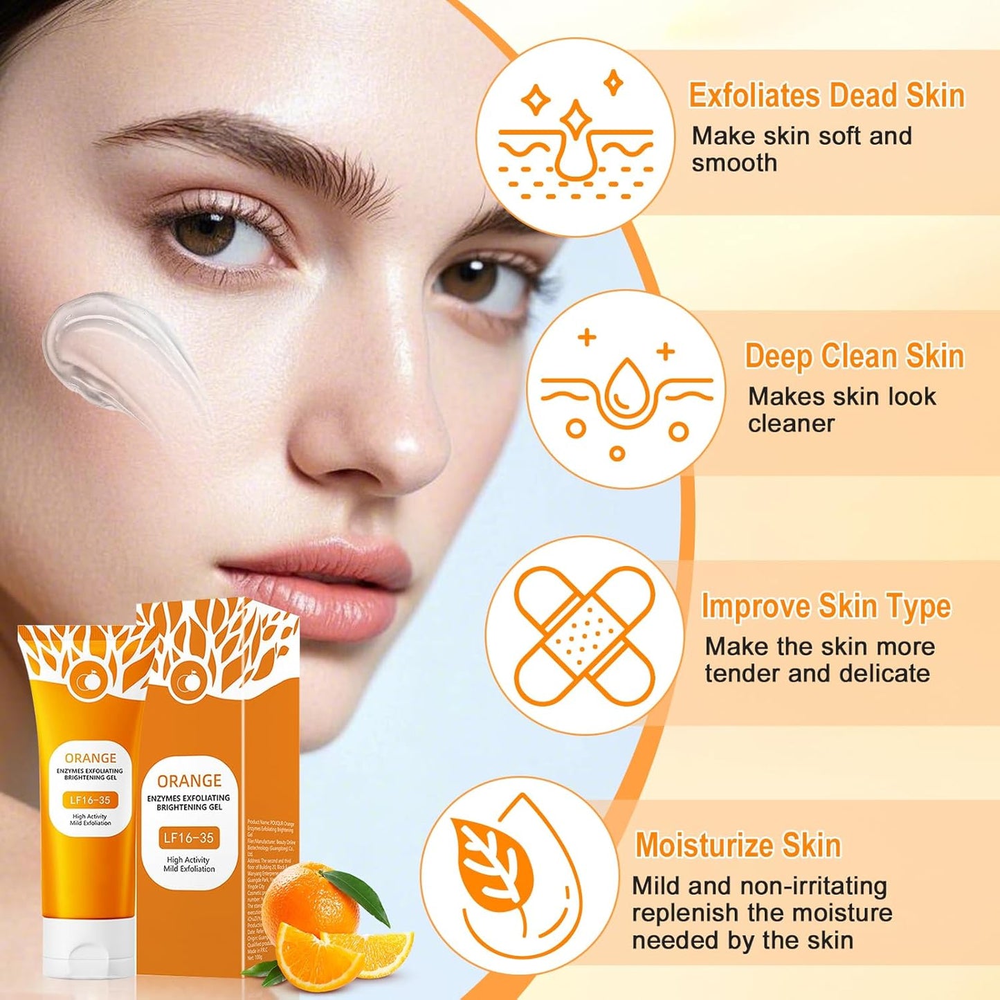 🍊 Orange Enzyme Exfoliating Gel – Instantly Removes Dead Skin & Reveals Glowing Skin
