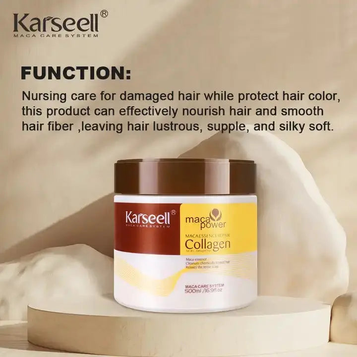 Karseell Collagen Hair Treatment Mask - Deep Repair Conditioning Argan Oil Collagen Hair Mask Essence For Dry Damaged & All Hair Types - 500ml