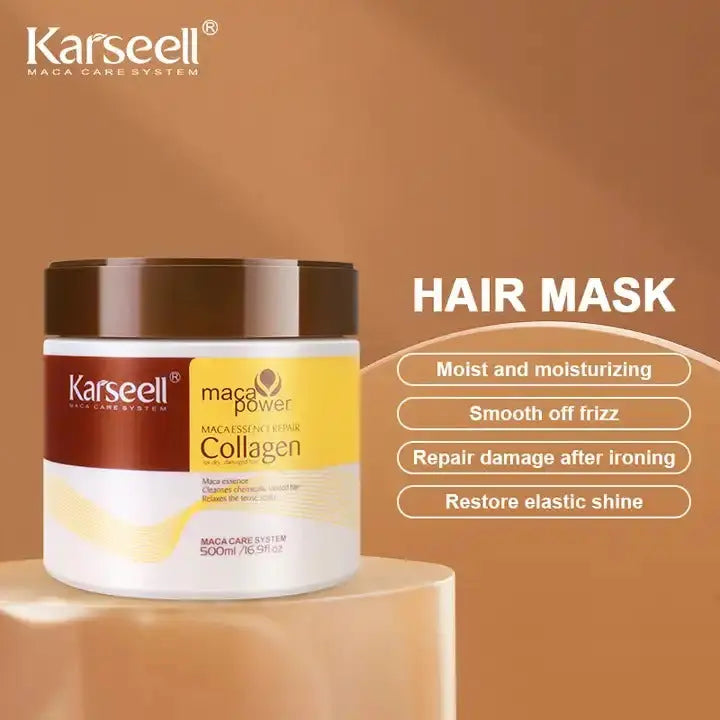 Karseell Collagen Hair Treatment Mask - Deep Repair Conditioning Argan Oil Collagen Hair Mask Essence For Dry Damaged & All Hair Types - 500ml