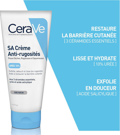 CeraVe SA Urea Smoothing Moisturising Cream for Dry, Rough and Uneven Skin with Urea, Salicylic Acid, Hyaluronic and 3 Essential Ceramides, 2 x 177 ml