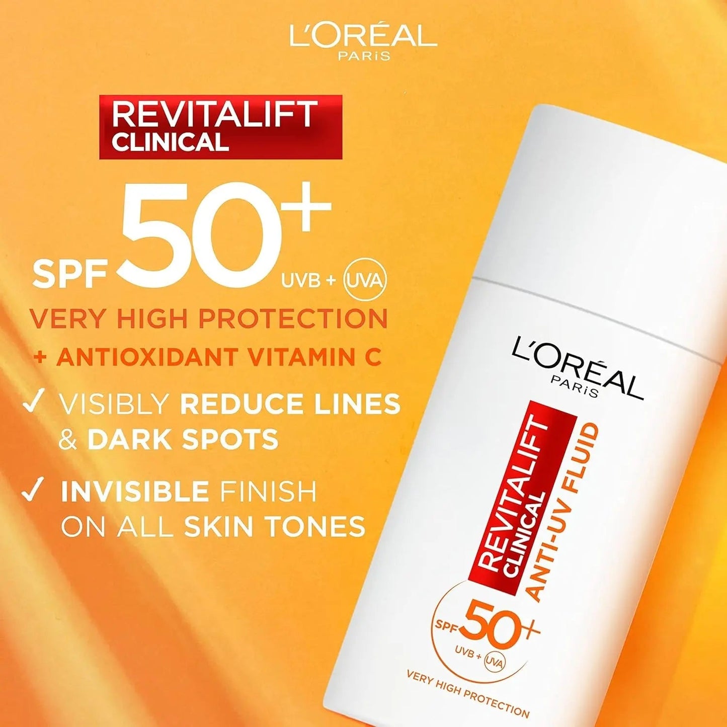 L'Oréal Paris Revitalift Clinical Daily Anti-UV Fluid SPF 50+ with Antioxidant Vitamin C 50ml