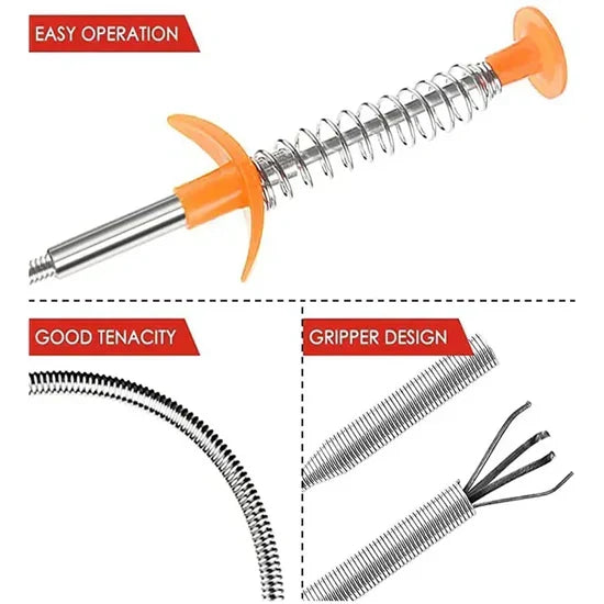 Stainless Steel Hair Catching Drain Cleaner Wire Spring Stick