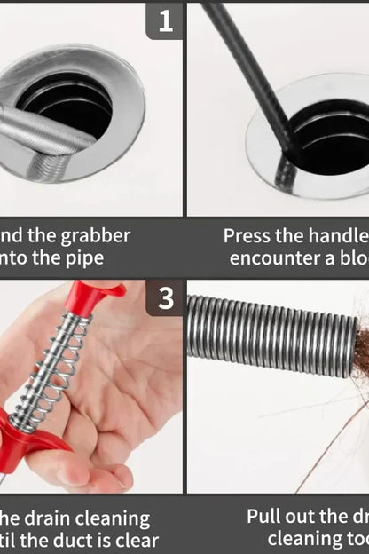 Stainless Steel Hair Catching Drain Cleaner Wire Spring Stick