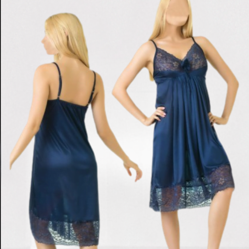 1 pcs Blue Premium Silk Nightgown – Comfortable Sleepwear