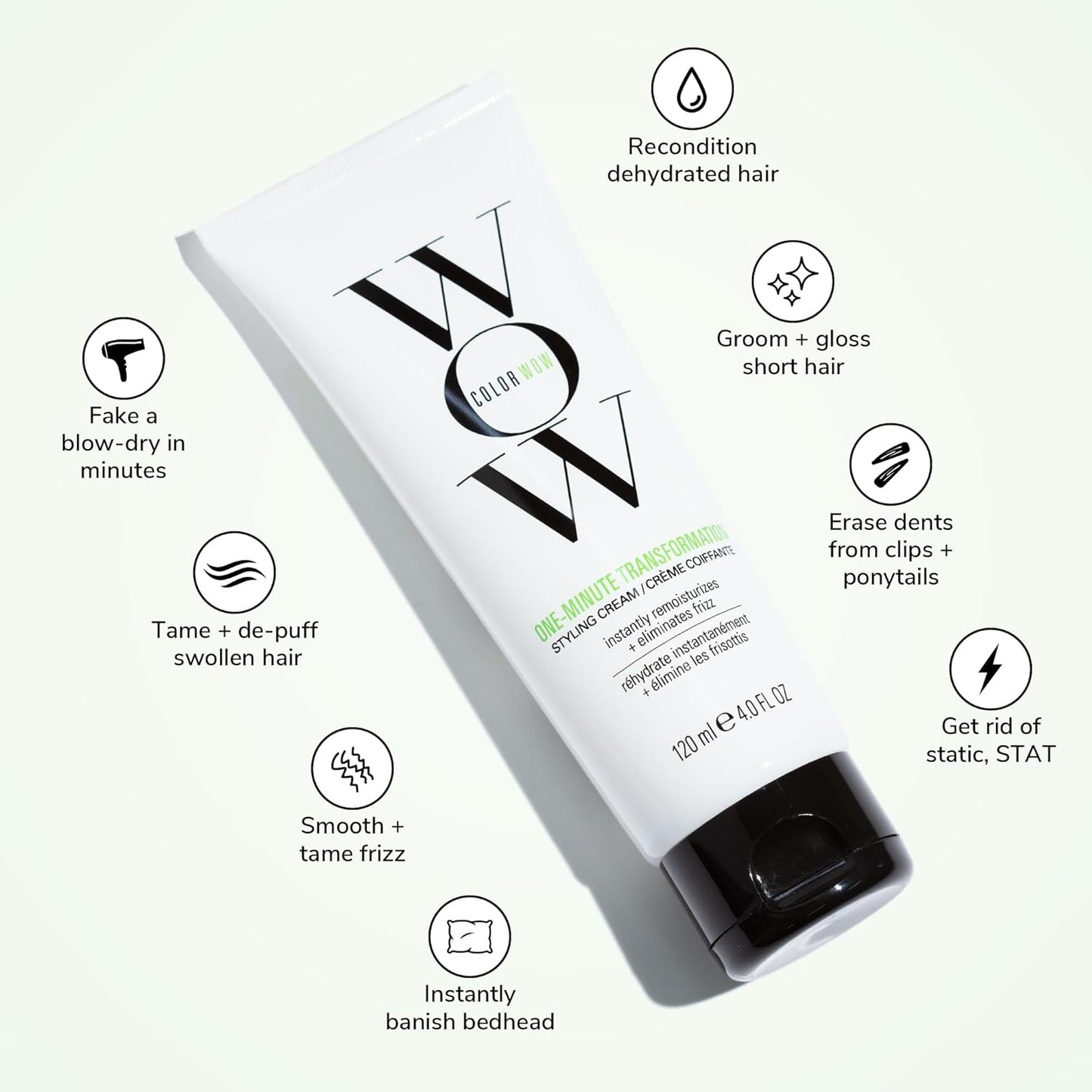 COLOR WOW One Minute Transformation – Instant frizz fix| Nourishing styling cream smooths, tames + defrizzes on the spot| Avocado oil + Omega 3’s hydrate,...