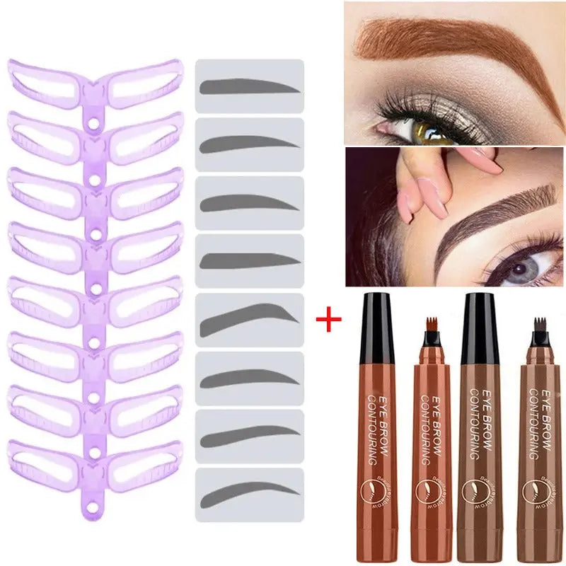 8 Pairs Reusable Eyebrow Stencils Kit