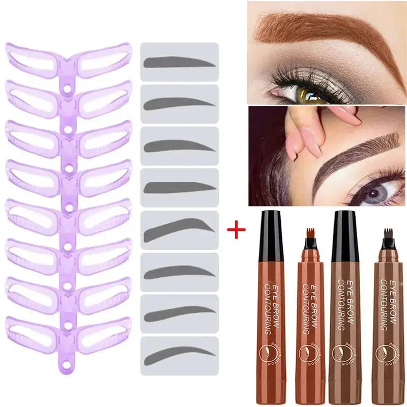 Bundle Offer (8 Pairs Reusable Eyebrow Stencils Kit + PIXI LIP GLOW)