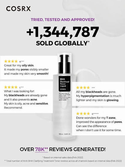 COSRX BHA Blackhead Power Liquid 100ml | Best Korean Exfoliating Toner for Blackheads, Clogged Pores & Acne-Prone Skin in Pakistan
