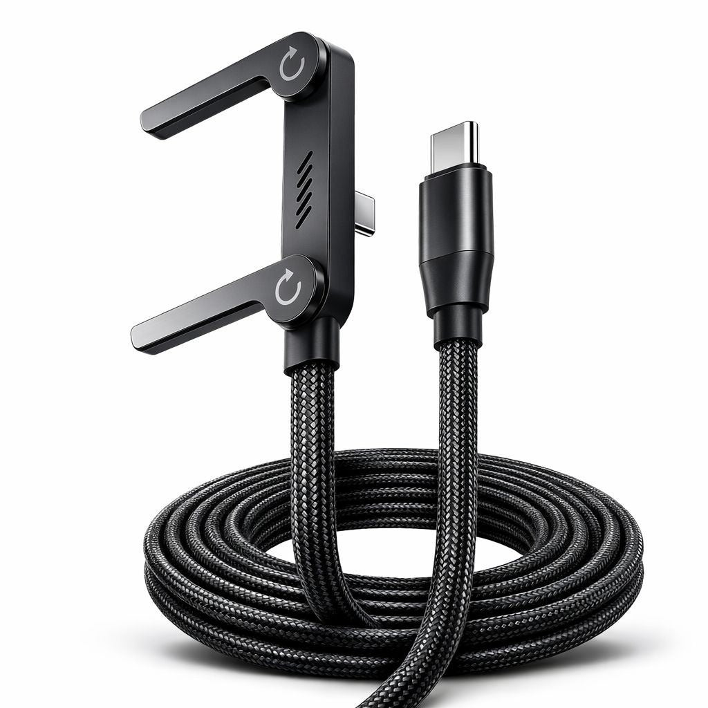 240W Type C Fast Charging Cable with Invisible Holder – 2-in-1 Mobile Stand Cable