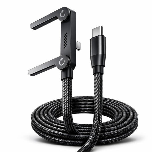 240W Type C Fast Charging Cable with Invisible Holder – 2-in-1 Mobile Stand Cable