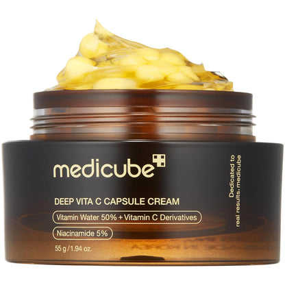 Medicube Deep Vitamin C Golden Capsule Face Moisturizer - Liposome Capsules For Wrinkles, Skin Radiance - Transparent Gel for Glow Hydration - Korean Skin...