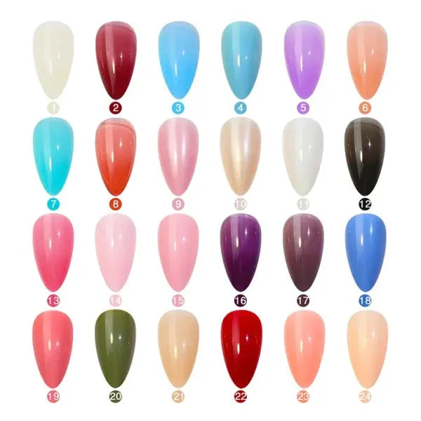 576 Pcs Set Colorful Fake Nails With Gel ( 24 Colors )