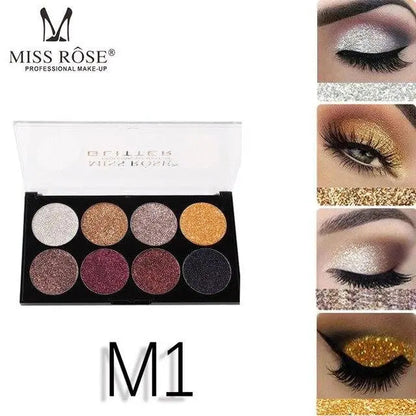 Miss Rose 8 Color Glitter Makeup Palette