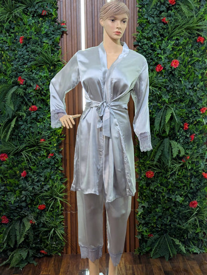 CHK # P71 Silk Robe Gown & Trouser Nightwear