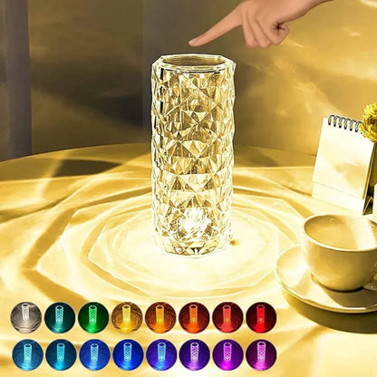 16 Colors Rose Touch Crystal Desk Lamp