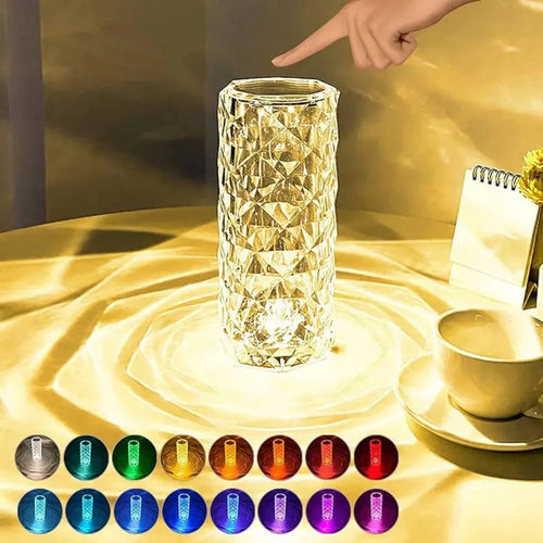 16 Colors Rose Touch Crystal Desk Lamp